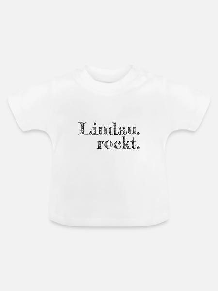Lindau rockt - Textdesign mit Stadtnamen - Baby Bio-T-Shirt mit Rundhals - Weiß