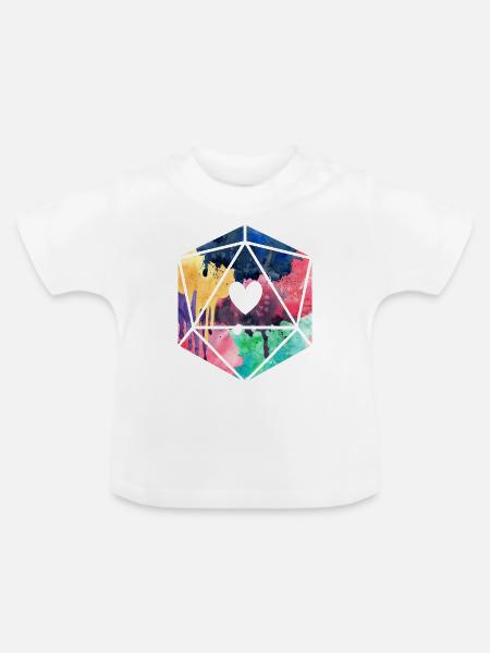 D20 Aquarell - Baby Bio-T-Shirt mit Rundhals - Weiß