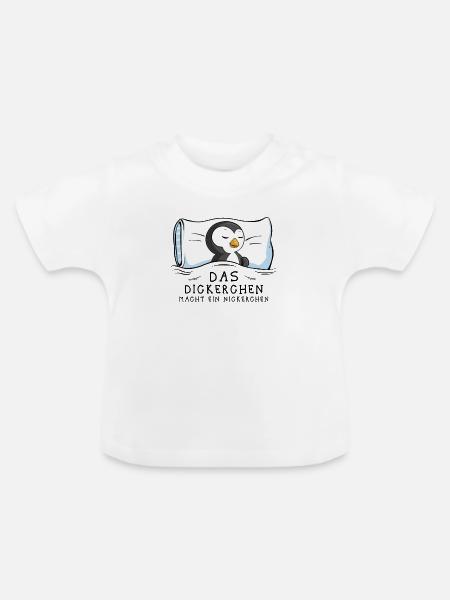 Dickerchen macht Nickerchen Pinguin - Baby Bio-T-Shirt mit Rundhals - Weiß