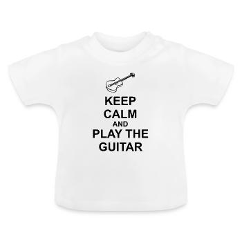 jouer le guitariste guitare cadeau jouer de la guitare - T-shirt bio col rond Bébé - blanc - Devant