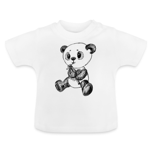 Panda bjørn sort scribblesirii - Økologisk T-shirt til baby, rund hals