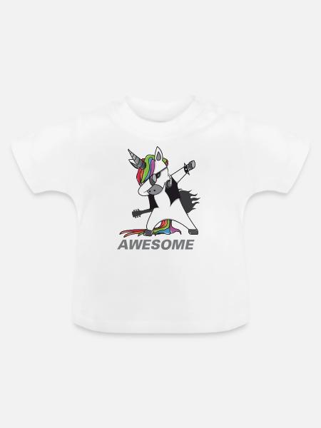 Dabbing Einhorn Rocker Geschenkidee - Baby Bio-T-Shirt mit Rundhals - Weiß