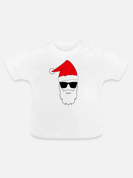 Weihnachtsmann Cool Sonnenbrille Weihnachtsmütze - Baby Bio-T-Shirt mit Rundhals - Weiß