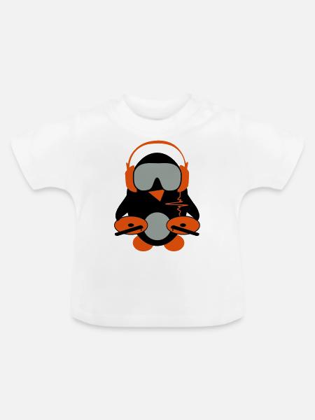 dj penguin - Baby Bio-T-Shirt mit Rundhals - Weiß