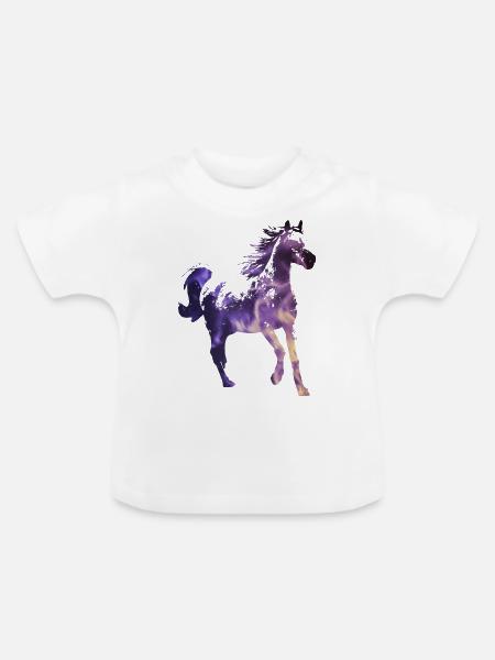Pferd - Baby Bio-T-Shirt mit Rundhals - Weiß