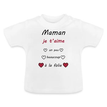bonne fête maman je t'aime - T-shirt bio col rond Bébé - blanc - Devant
