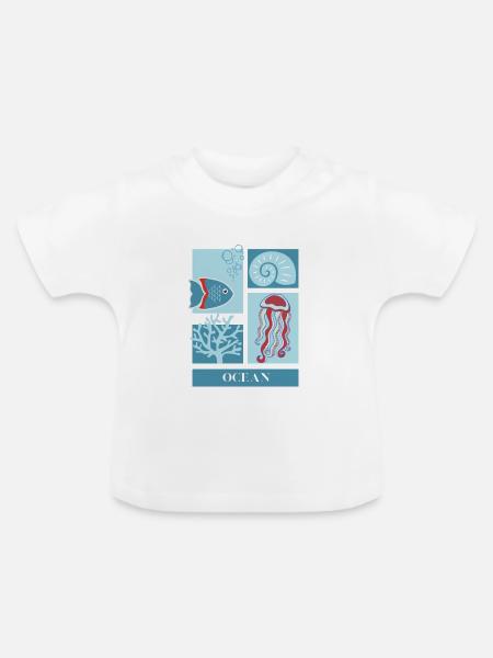Ozean - Baby Bio-T-Shirt mit Rundhals - Weiß