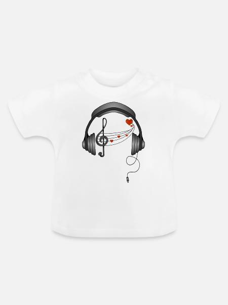 Kopfhörer - Baby Bio-T-Shirt mit Rundhals - Weiß
