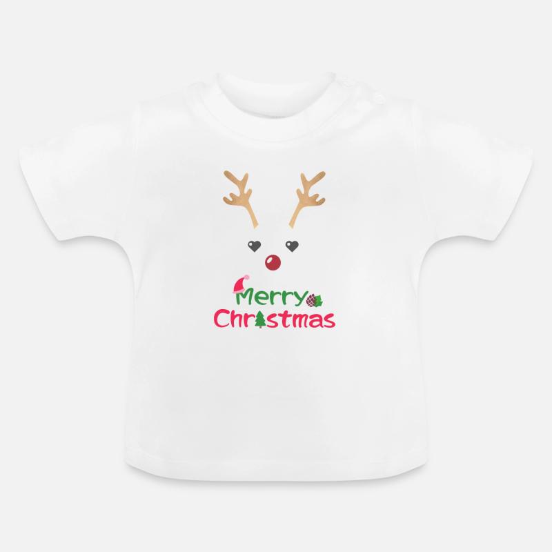 Renne Joyeux Noël Joyeux Noël Design - T-shirt bio col rond Bébé - blanc