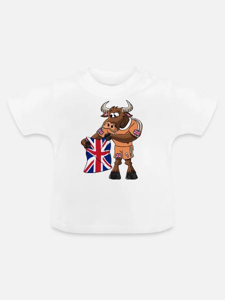 England Fan Stier - Baby Bio-T-Shirt mit Rundhals - Weiß
