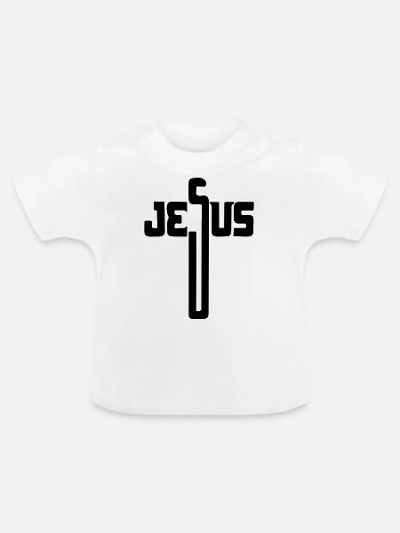 Jesu Kreuz - Baby Bio-T-Shirt mit Rundhals - Weiß