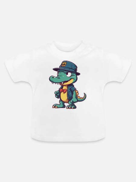 cool krokodil - Baby Bio-T-Shirt mit Rundhals - Weiß