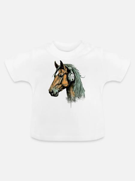 Ecko das audiophile Pferd - Baby Bio-T-Shirt mit Rundhals - Weiß