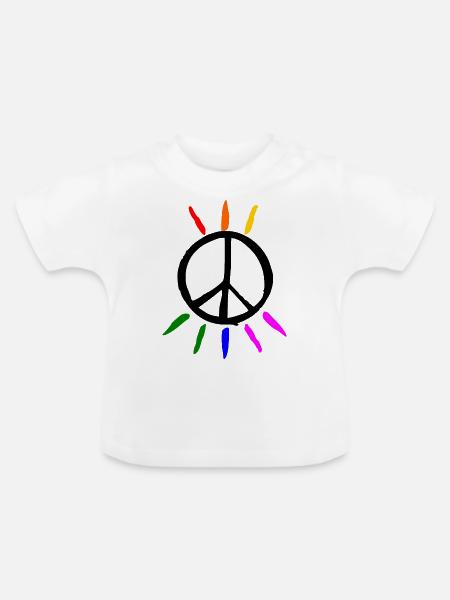 Peacezeichen - Baby Bio-T-Shirt mit Rundhals - Weiß