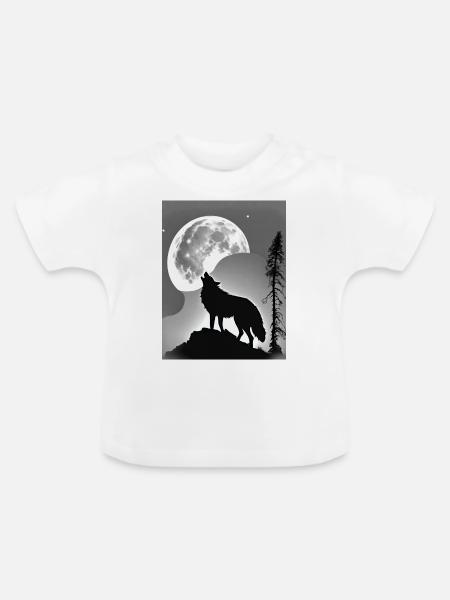 Wolf Mond - Baby Bio-T-Shirt mit Rundhals - Weiß