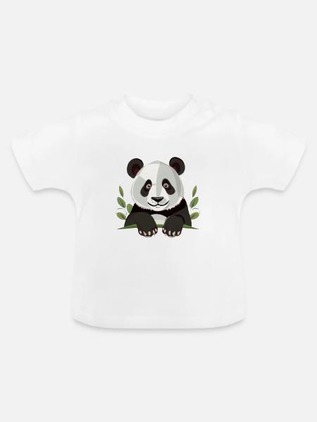 Großer Panda - Baby Bio-T-Shirt mit Rundhals - Weiß