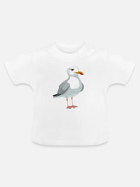Möwe - Baby Bio-T-Shirt mit Rundhals - Weiß