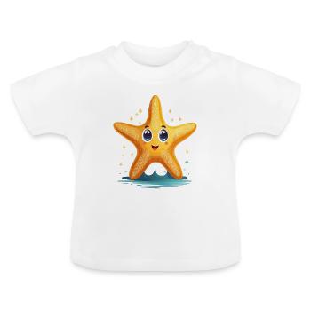 Étoile de mer - T-shirt bio col rond Bébé - blanc - Devant