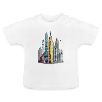 Grande ville avec des gratte-ciel - T-shirt bio col rond Bébé - blanc - Devant