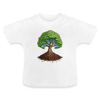 Ein großer Baum mit Wurzeln - Baby Bio-T-Shirt mit Rundhals - Weiß - Vorne