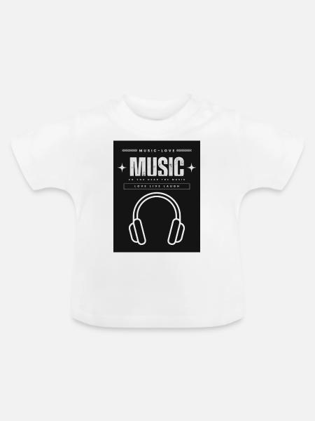 Kopfhörer - Baby Bio-T-Shirt mit Rundhals - Weiß