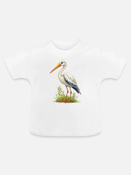 Storch - Baby Bio-T-Shirt mit Rundhals - Weiß