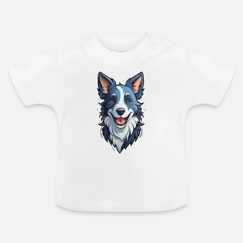 Border Collie mignon - T-shirt bio col rond Bébé - blanc