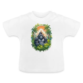 Gorilla in the jungle - Baby Organic T-Shirt with Round Neck - white - Front