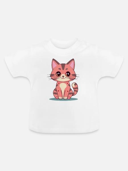 Kawaii Katze - Baby Bio-T-Shirt mit Rundhals - Weiß