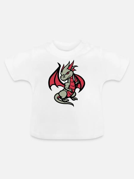 drache comic - Baby Bio-T-Shirt mit Rundhals - Weiß
