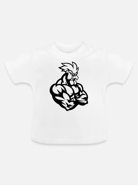 Hahn Comic - Baby Bio-T-Shirt mit Rundhals - Weiß