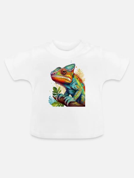 Chamäleon - Baby Bio-T-Shirt mit Rundhals - Weiß