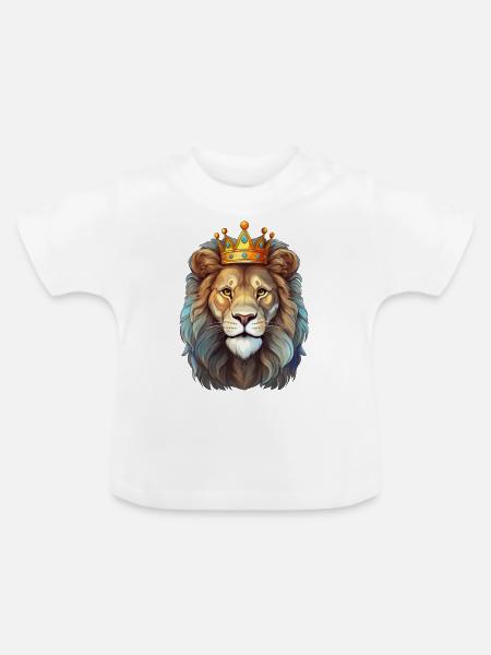 Löwe mit Krone - Baby Bio-T-Shirt mit Rundhals - Weiß