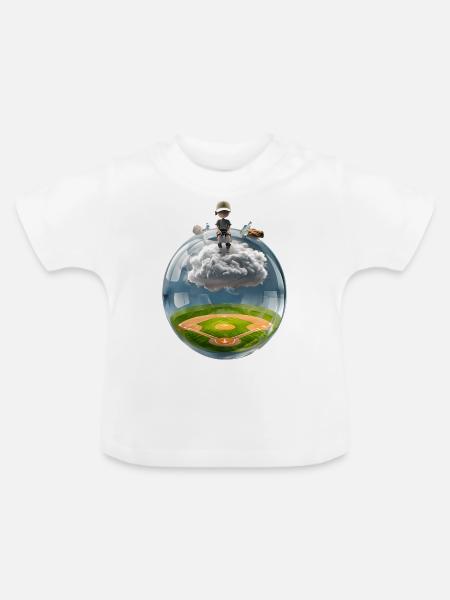 Surreale Glaskugel mit Baseballfeld - Baby Bio-T-Shirt mit Rundhals - Weiß
