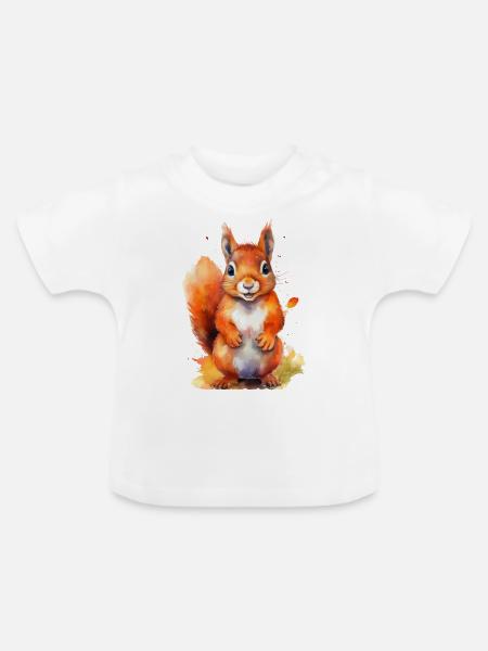 Niedliches Eichhörnchen - Baby Bio-T-Shirt mit Rundhals - Weiß