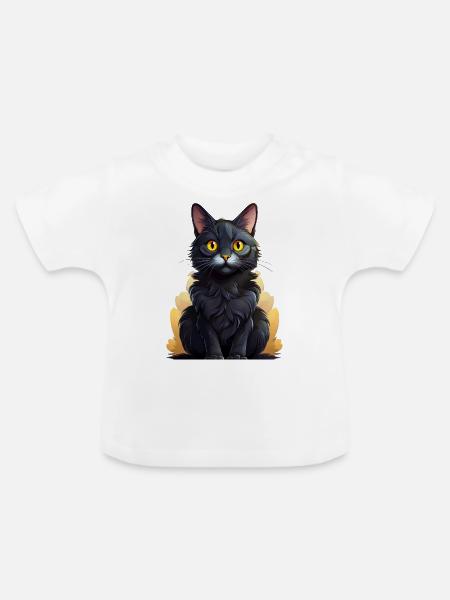 Schwarzer Kater - Baby Bio-T-Shirt mit Rundhals - Weiß