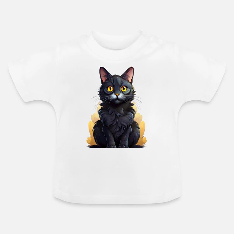 Chat noir - T-shirt bio col rond Bébé - blanc