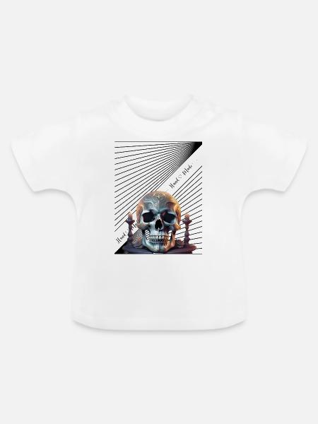 Hand Made Skull Ahead - Baby Bio-T-Shirt mit Rundhals - Weiß