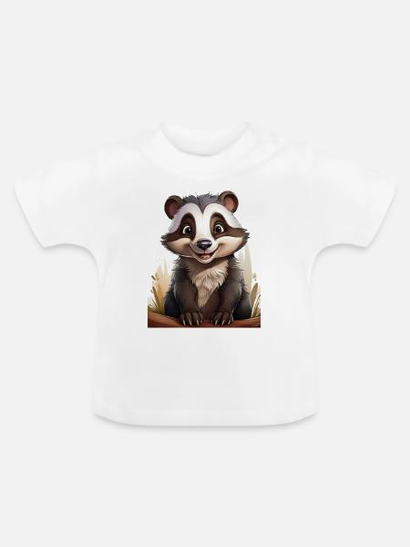 Niedlicher Dachs - Baby Bio-T-Shirt mit Rundhals - Weiß