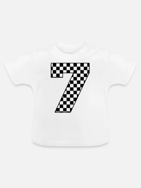 Nummer 7 kariert - Baby Bio-T-Shirt mit Rundhals - Weiß