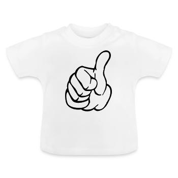 Daumen hoch - Baby Bio-T-Shirt mit Rundhals - Weiß - Vorne