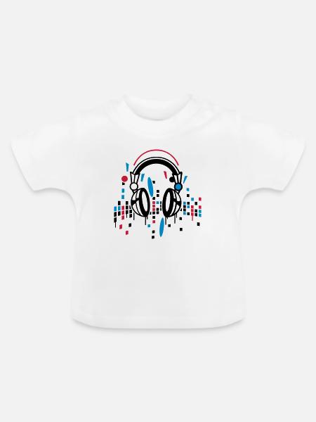 Kopfhörer Equalizer Zeichnung - Baby Bio-T-Shirt mit Rundhals - Weiß