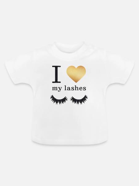Lange Wimpern Mascara - Baby Bio-T-Shirt mit Rundhals - Weiß