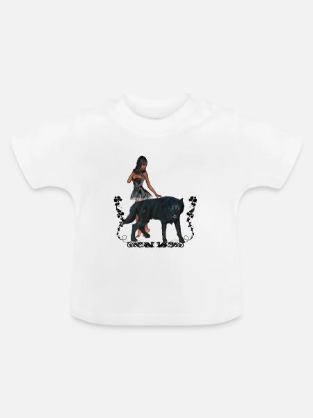 Mit dem Wolf umwerfend - Baby Bio-T-Shirt mit Rundhals - Weiß