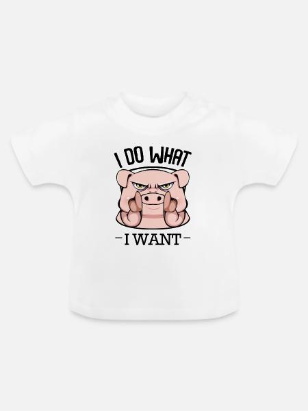 Wütendes Schwein Fingerzeig - Baby Bio-T-Shirt mit Rundhals - Weiß