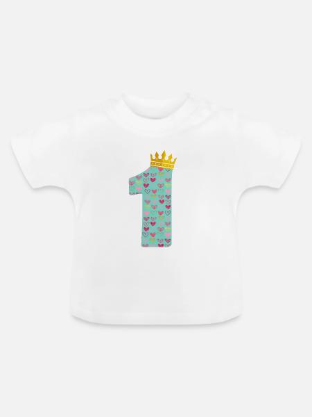 1. Geburtstag - Happy Birthday - Baby Bio-T-Shirt mit Rundhals - Weiß