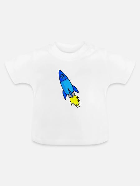 Rakete im Weltall - Baby Bio-T-Shirt mit Rundhals - Weiß