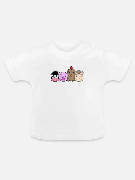 Niedliche Tiere - Baby Bio-T-Shirt mit Rundhals - Weiß