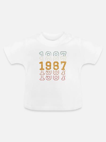 1987 - Baby Bio-T-Shirt mit Rundhals - Weiß