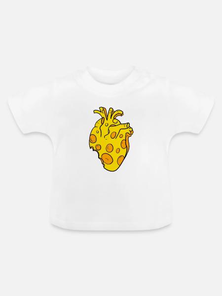 Käse Herz - Baby Bio-T-Shirt mit Rundhals - Weiß